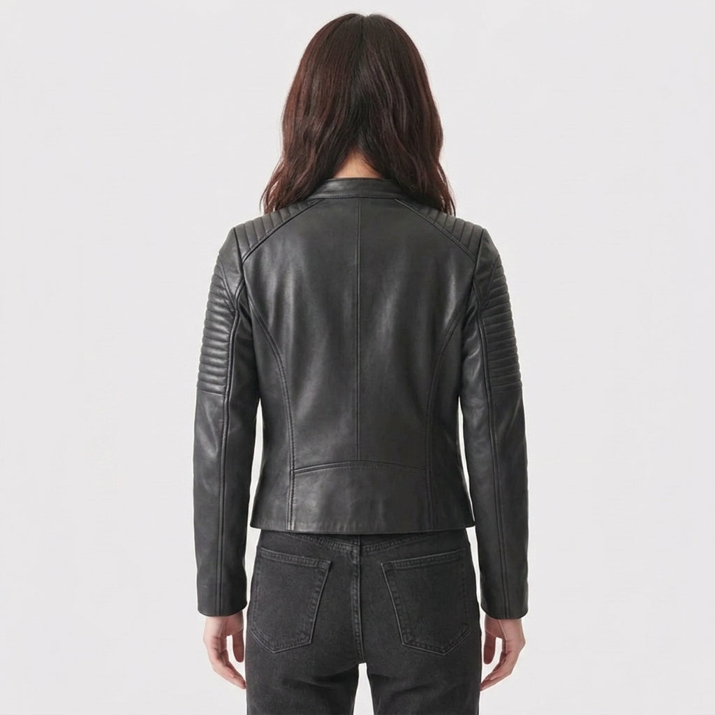 Buy Women's Black Leather Motorcycle Jacket