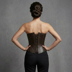 Women's Chocolate Brown Leather Corset
