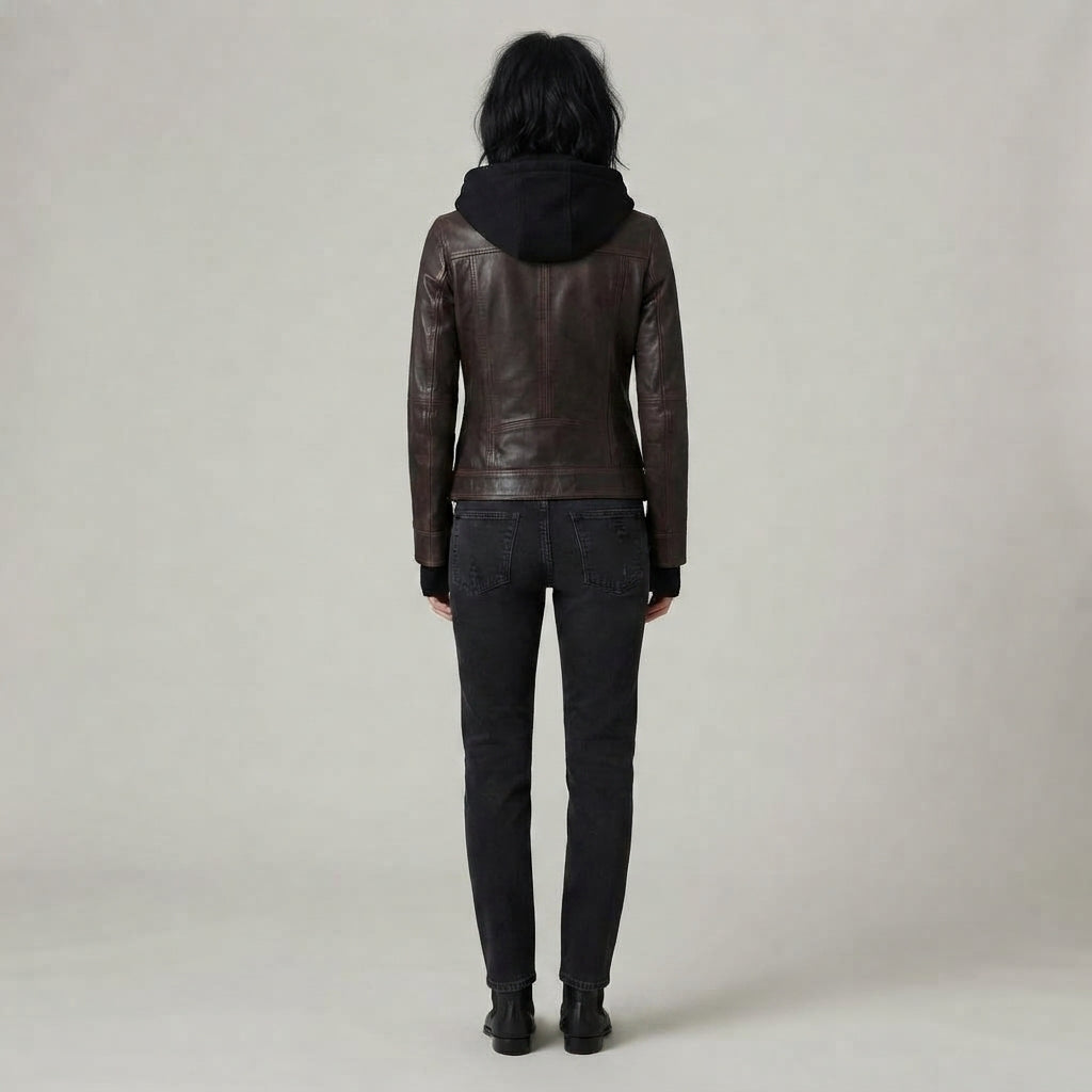 Women's  Black distressed Leather Jacket