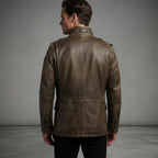 Men's Brown Leather Field Jacket