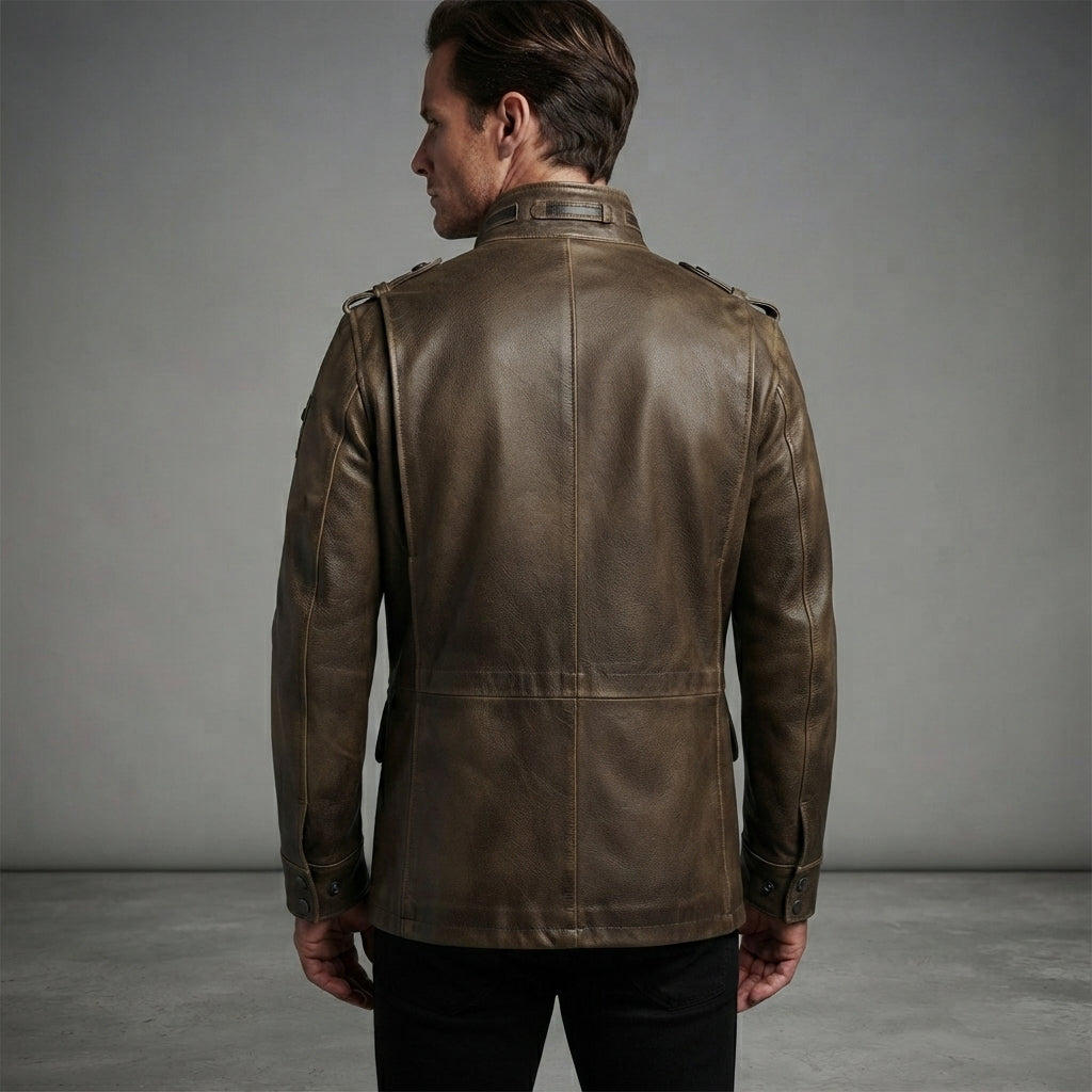 Men's Brown Leather Field Jacket