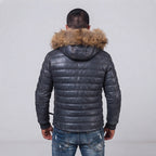 Goose Down Leather Bomber for Men