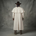 Men's Unique White  Leather Duster Coat
