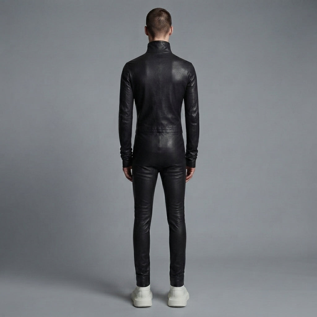 Men's Black Leather Jumpsuit