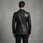 Men's Black Leather Blazer