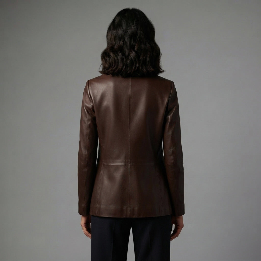 Women's dark Brown  Leather Blazer