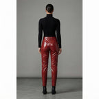 Women's Bargundy   Leather Capri