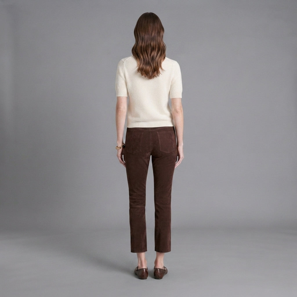 Women's Brown  Leather Capri