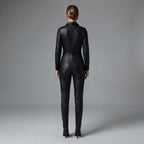 Women's Black Leather Jumpsuit