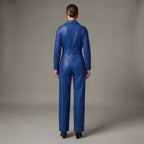 Women's Blue Leather Jumpsuit