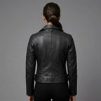 Women's Black Leather Biker Jacket