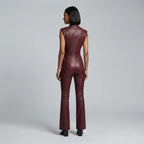 Women's Brown Leather Jumpsuit