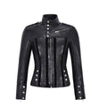 Biker Studded Italian Style Winter Black Jacket Leather Outlet