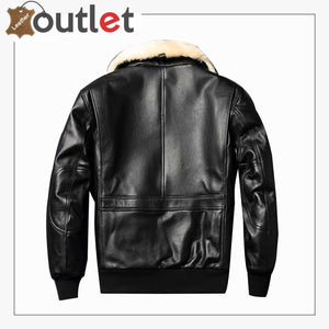 Black Faux Leather Look Aviator Pilot Jacket