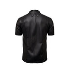 Black Leather Half-sleeves Shirt Leather Outlet