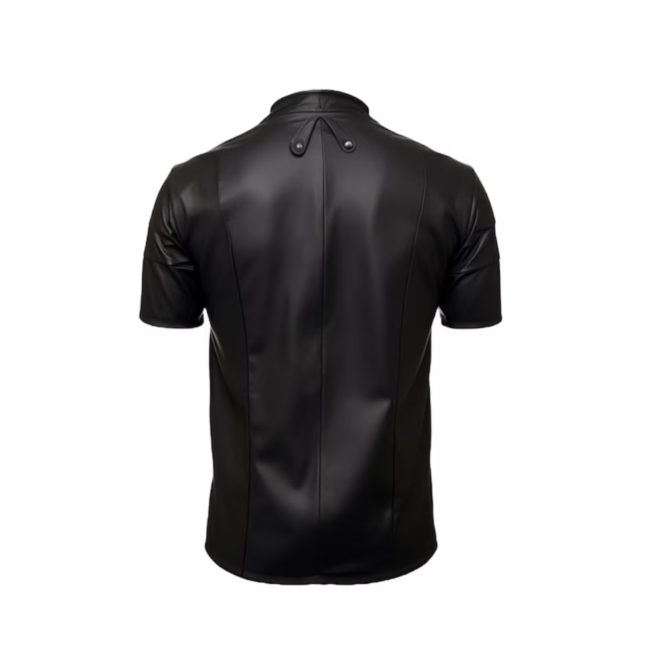 Black Leather Half-sleeves Shirt Leather Outlet