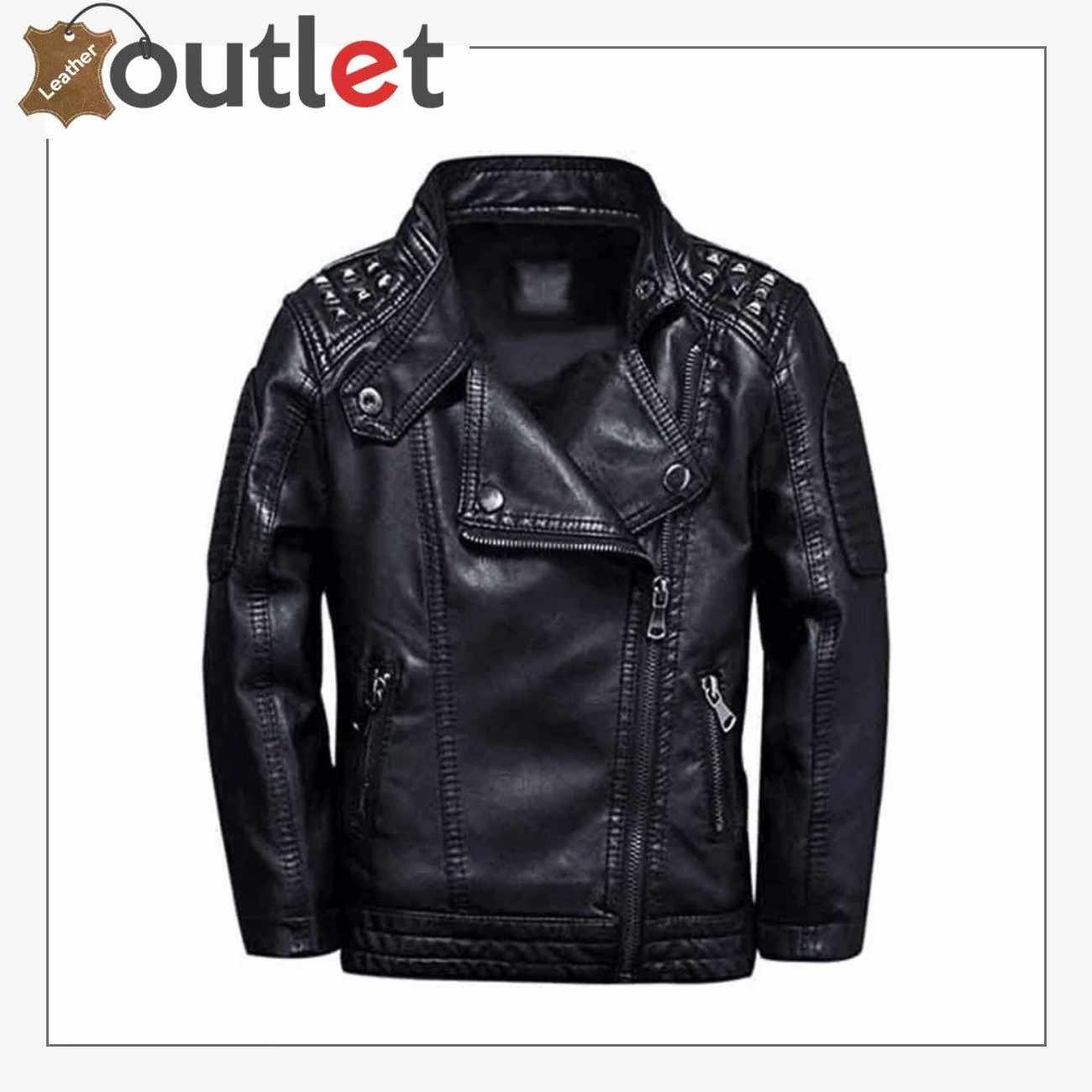 Schwarze Lederjacke mit Nieten