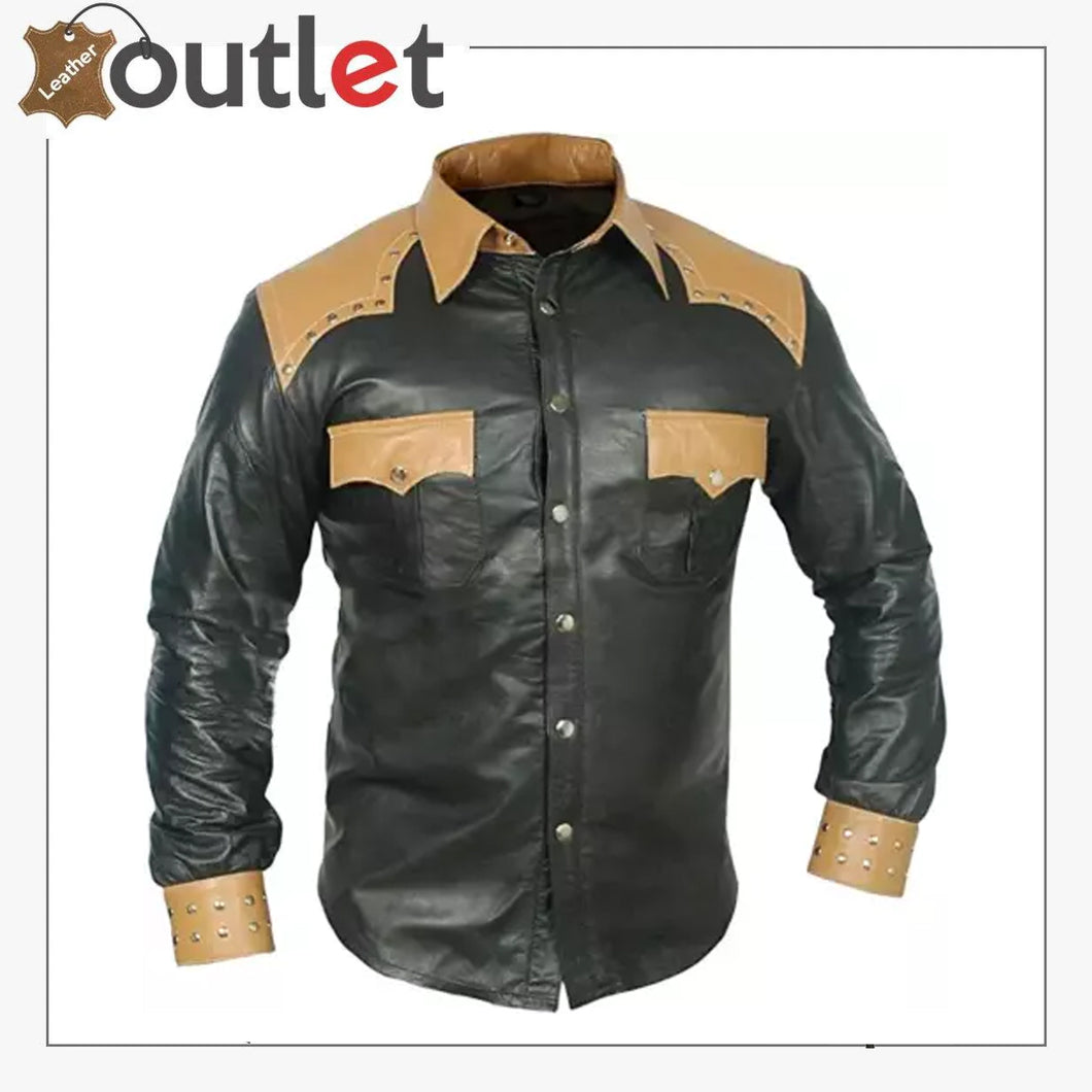 Black Leather Mens Shirt