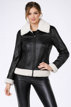 Women's Black Leather Shearling Jacket