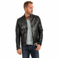 Schwarze Motorrad-Lederjacke
