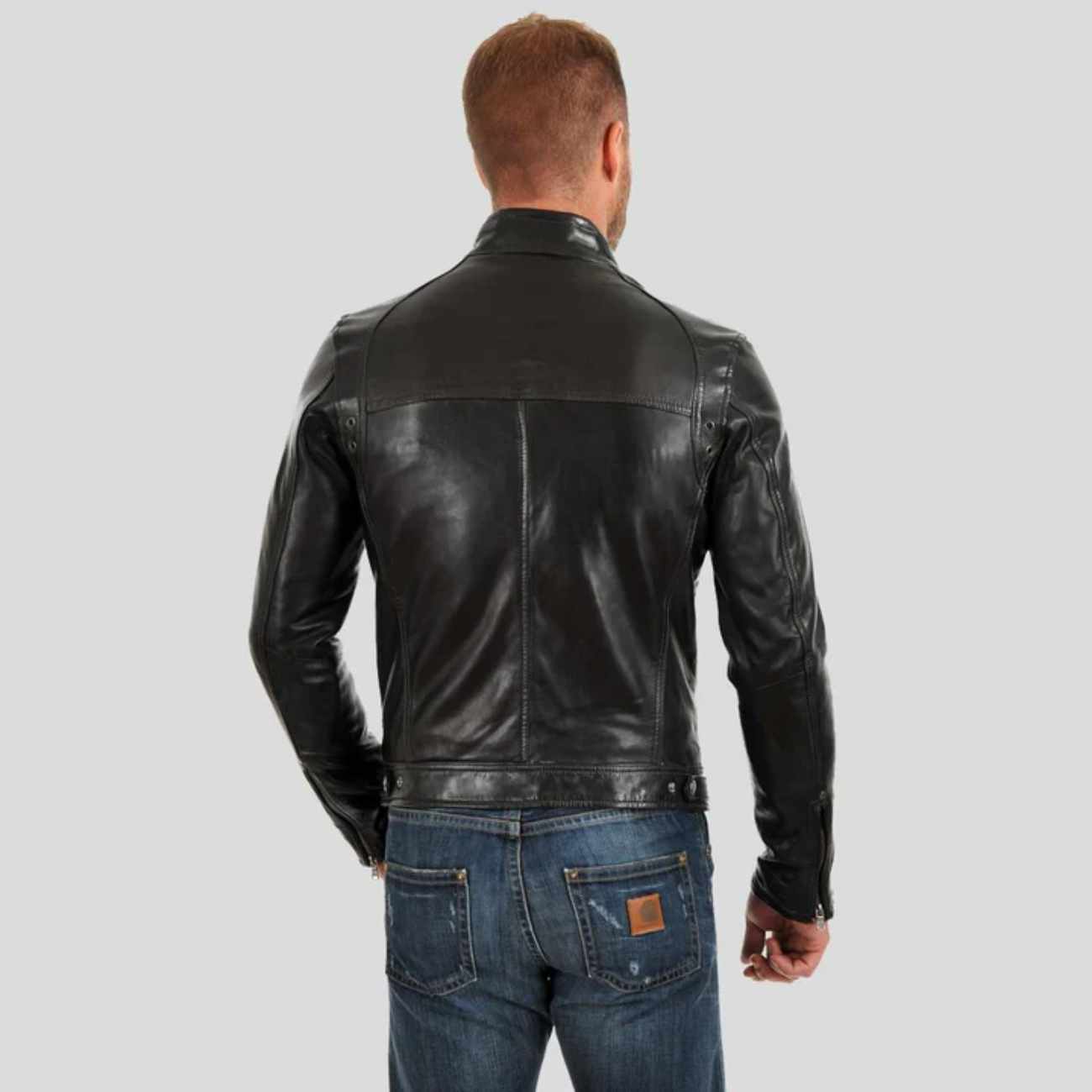 Schwarze Motorrad-Lederjacke