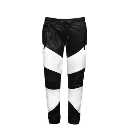 Black & White Leather Pant for Men Leather Outlet