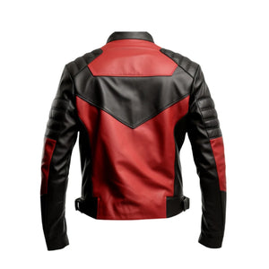 Black and Red Quilted Men's Racing Leather Jacket Leather Outlet