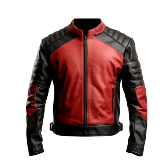 Black/Red Motorcycle Jacket - M/C Leather Jacket With Armours In NZ
