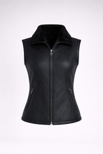 Laden Sie das Bild in den Galerie-Viewer, Women's Black Shearling Vest
