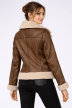 Women's Brown Leather Shearling Jacket