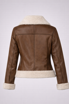 Women's Brown Leather Shearling Jacket