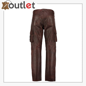Brown Military Cargo Motorcycle Leather Pants Leather Outlet