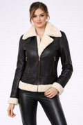 Women's Cropped Shearling Leather Jacket