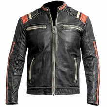 Load image into Gallery viewer, Men's Vintage Distressed Cafe Racer Leather Jacket
