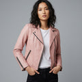 Buy Women's Pink Leather Motorcycle Jacket