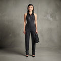 Women's Black Leather Jumpsuit