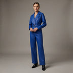 Women's Blue Leather Jumpsuit