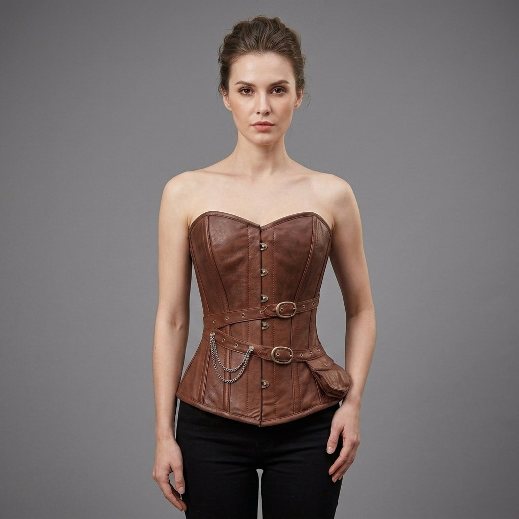 Women's Brown Leather Corset