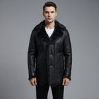 Men's Fur Cliff Black Leather Jacket