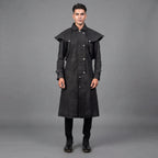 Men Black Long Leather Duster Coats