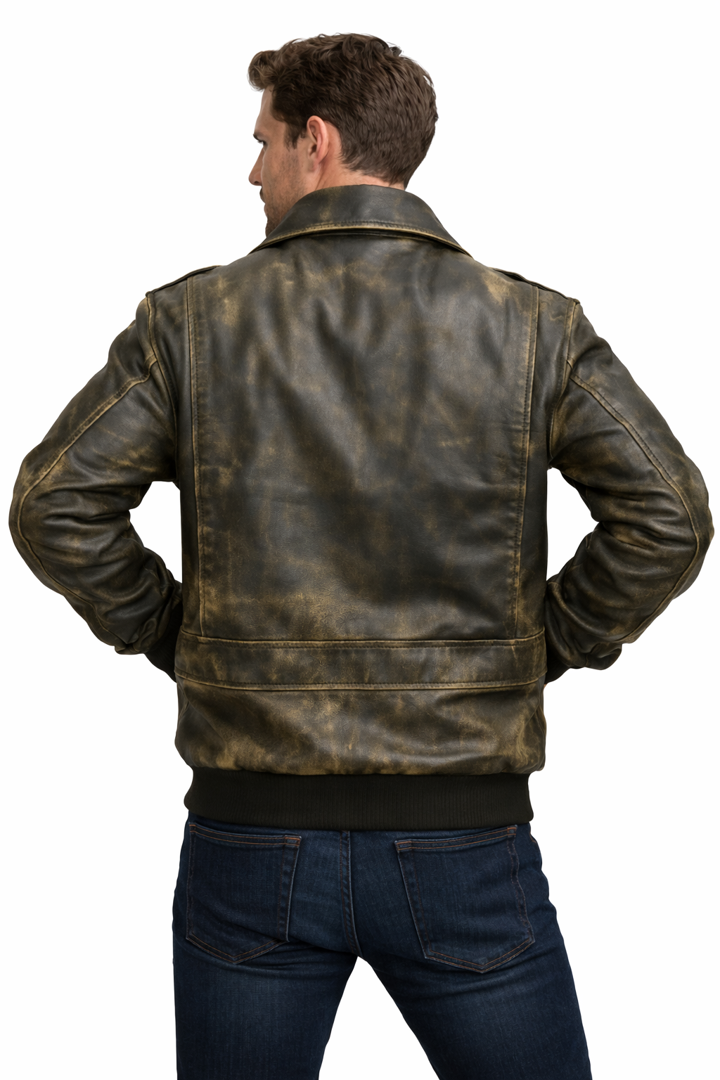 Herren Antike Distressed Leder Pilotenjacke – Vintage Fliegerbomber