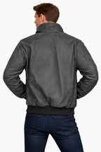 Leder Fliegerjacke Metropolitan Holzkohlegrau – Aviator-Stil
