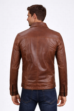 Classic Trucker Fashion Leather Jacket Men