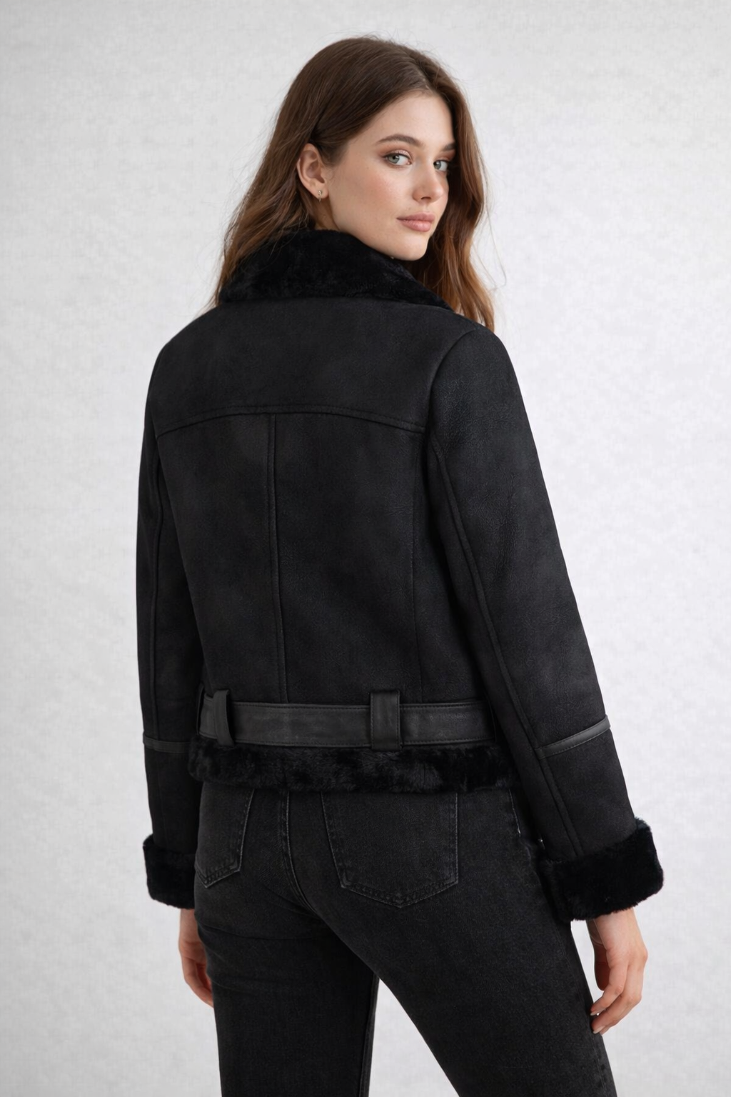 Women's Black Aviator Jacket