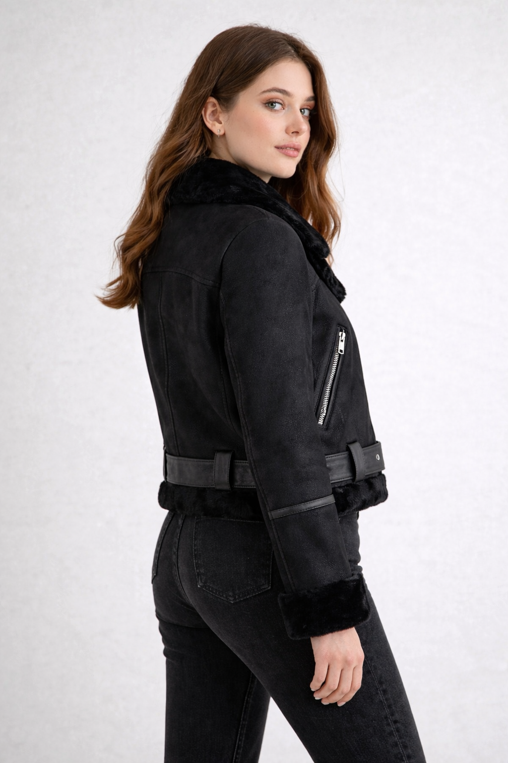 Women's Black Aviator Jacket