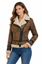 GEREN Women Shearling Jacket Aviator Sheepskin