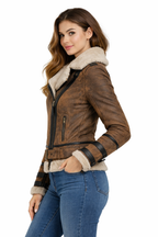 GEREN Women Shearling Jacket Aviator Sheepskin
