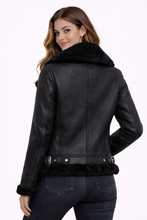 Load image into Gallery viewer, Women’s Moya V Black Shearling Aviator Moto Jacket
