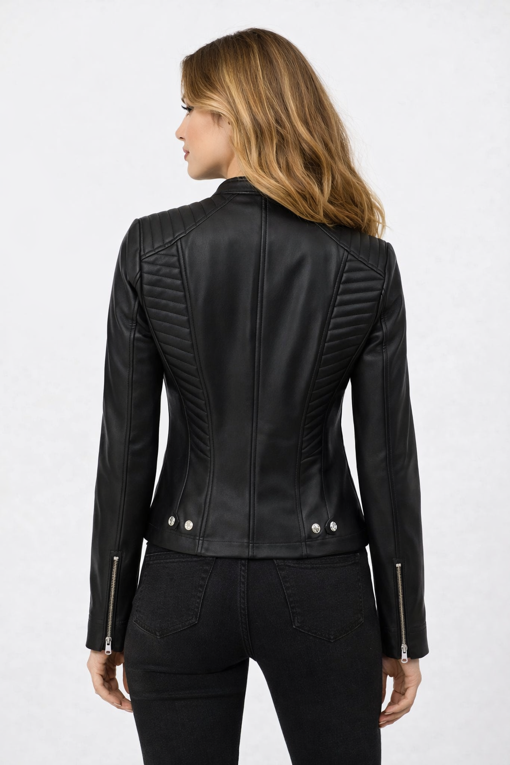 Damen Lederjacke Schwarz Cafe Racer – Gesteppte Biker-Passform