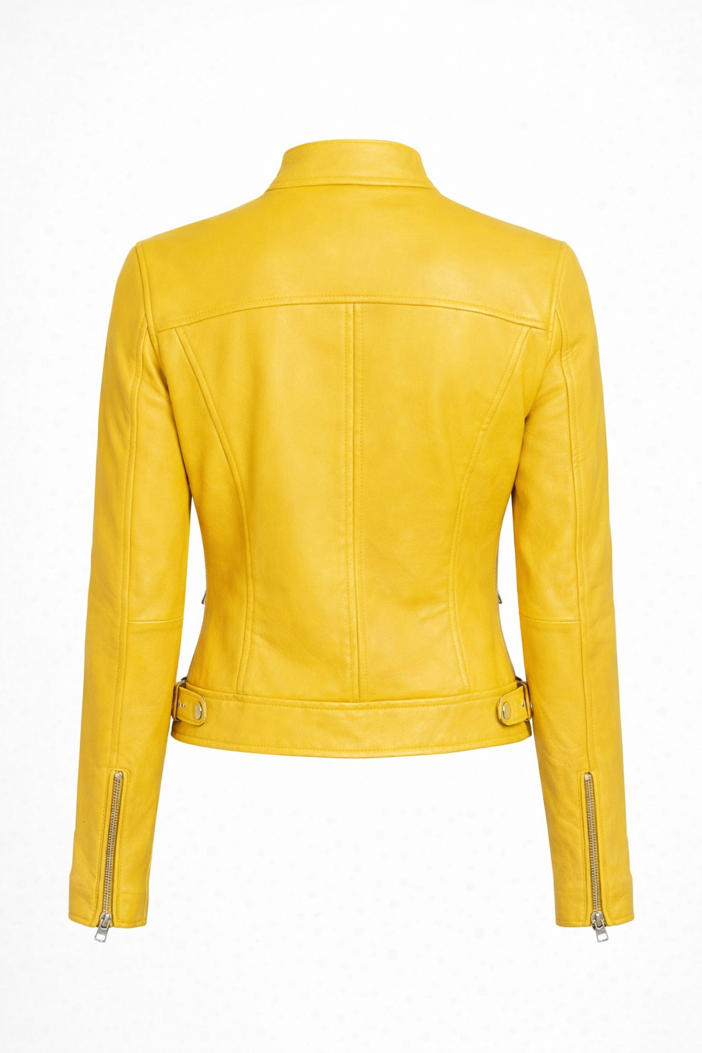 Damen Gelbe Cafe Racer Lederjacke aus Schafsleder